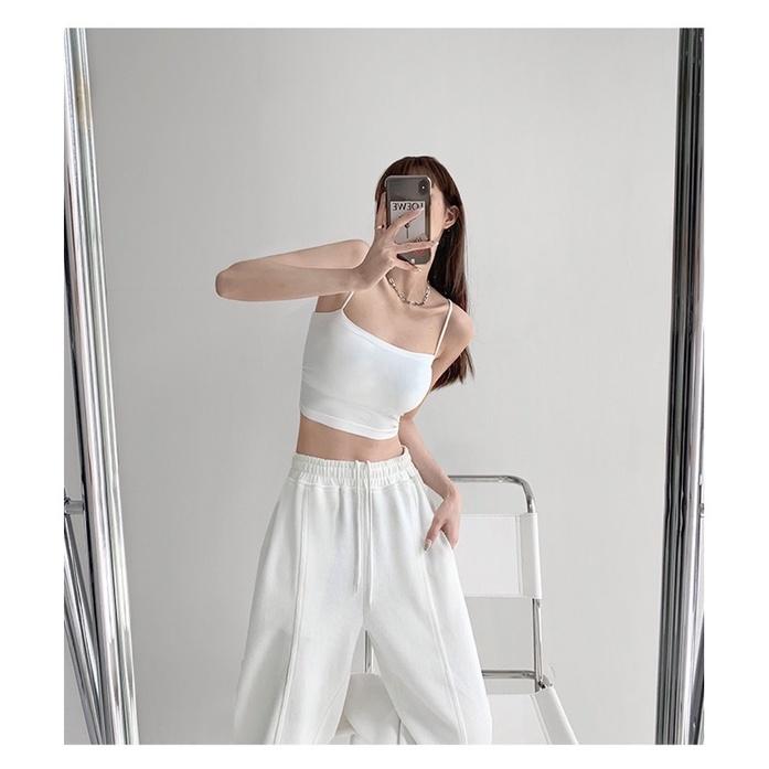 ʀᴏᴀɴɴᴀ_ᴋʀ歐美純色防走光細繩吊帶背心夏季性感美背修身短款帶胸墊抹胸美胸上衣Bra T-細節圖2