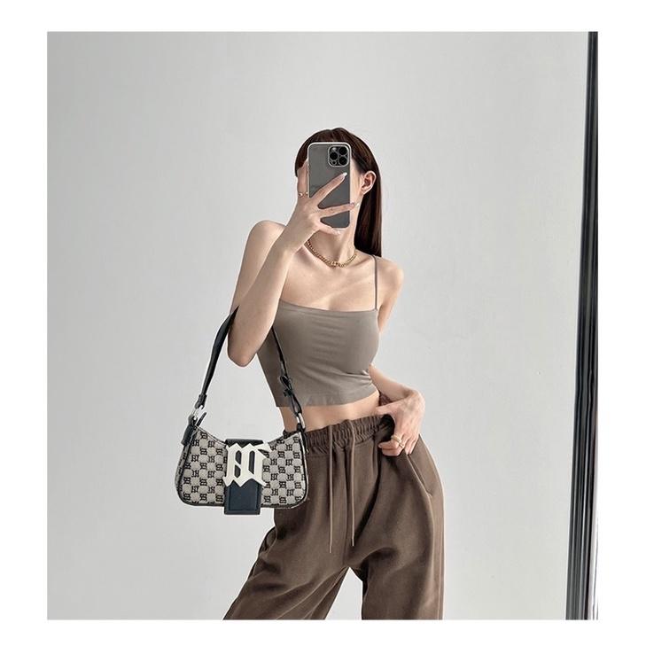 ʀᴏᴀɴɴᴀ_ᴋʀ歐美純色防走光細繩吊帶背心夏季性感美背修身短款帶胸墊抹胸美胸上衣Bra T-細節圖9