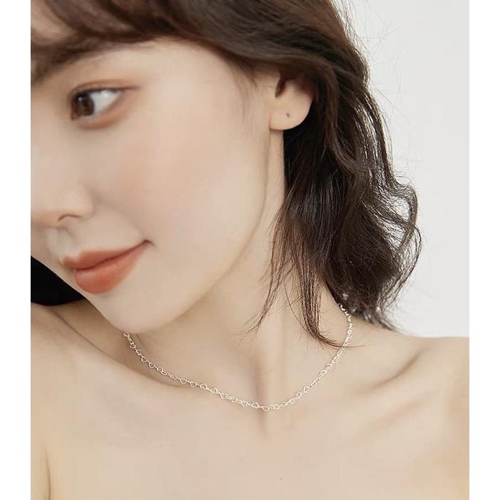 ʀᴏᴀɴɴᴀ_ᴋʀ獨一無二迷你白銀色愛心設計鎖骨鏈心形簡約百搭疊戴ins日韓潮流短款項鍊-細節圖5