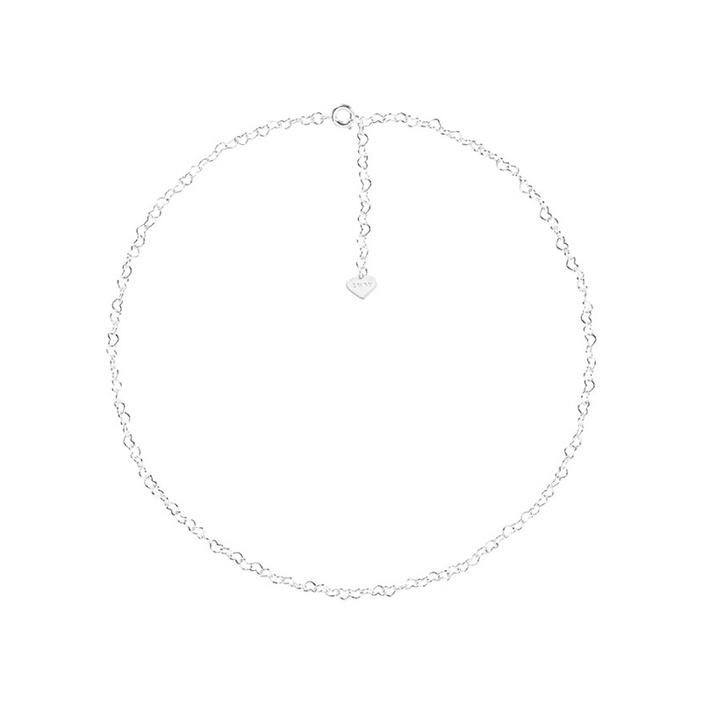 ʀᴏᴀɴɴᴀ_ᴋʀ獨一無二迷你白銀色愛心設計鎖骨鏈心形簡約百搭疊戴ins日韓潮流短款項鍊-細節圖7