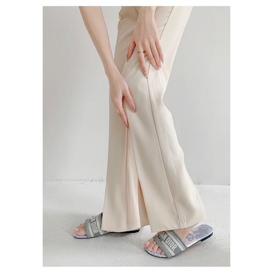 ʀᴏᴀɴɴᴀ_ᴋʀ歐美街頭垂墜感開叉西裝褲高腰修身顯瘦直筒休閒拖地褲白色落地褲神褲-細節圖2