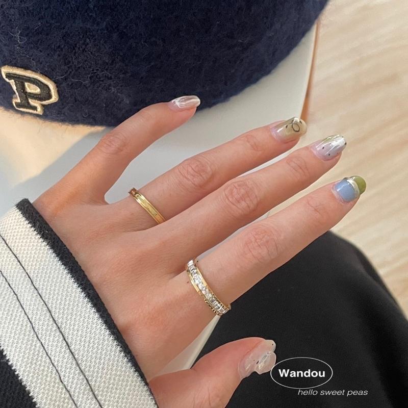 ʀᴏᴀɴɴᴀ_ᴋʀ爆閃🔥鈦鋼不掉色一圈滿鑽戒指單層雙層輕奢華派對食指戒-細節圖7