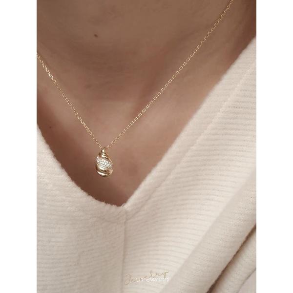 ʀᴏᴀɴɴᴀ_ᴋʀ「星空下的尼羅河」高級感水滴貝殼設計輕奢鑲鑽小眾銀鍍金海螺項鍊-細節圖2