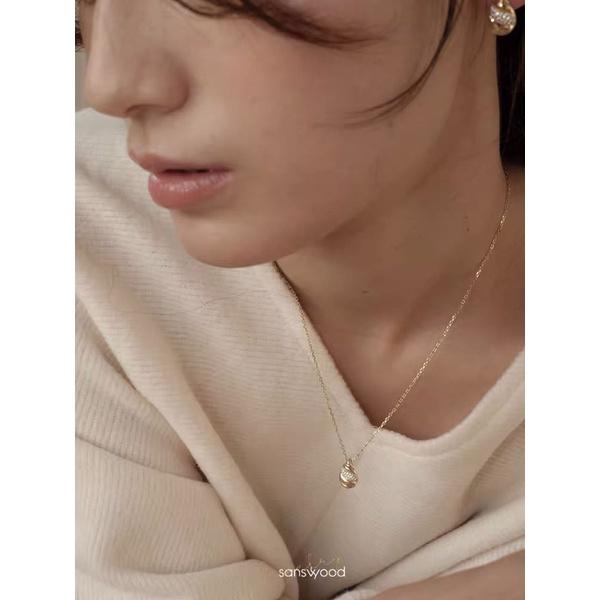 ʀᴏᴀɴɴᴀ_ᴋʀ「星空下的尼羅河」高級感水滴貝殼設計輕奢鑲鑽小眾銀鍍金海螺項鍊-細節圖3