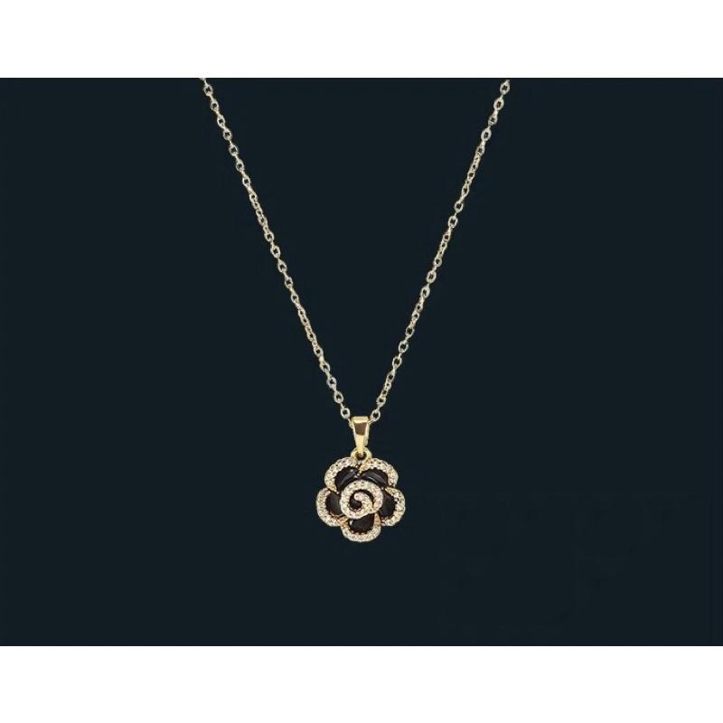 ʀᴏᴀɴɴᴀ_ᴋʀ「香榭麗舍」項鍊小眾設計師款高級感輕奢法式微鑲鑽山茶花鎖骨鍊毛衣鍊-細節圖2