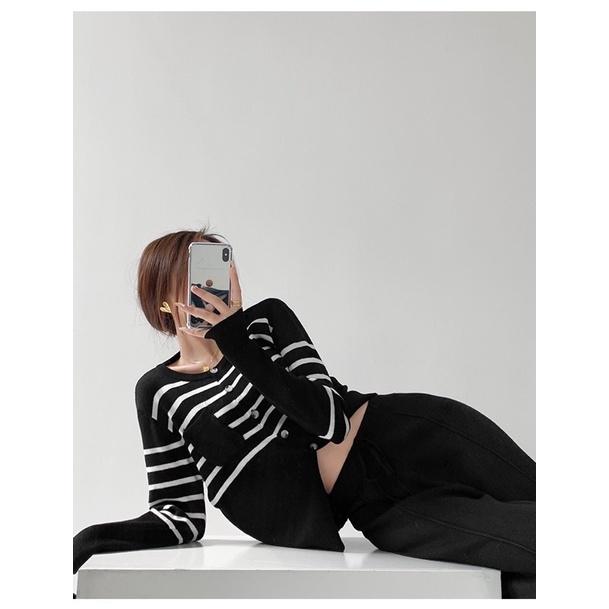 ʀᴏᴀɴɴᴀ_ᴋʀ顯瘦大長腿奶白色針織闊腿褲寬鬆垂墜感直筒休閒褲高腰抽繩白色落地褲-細節圖8