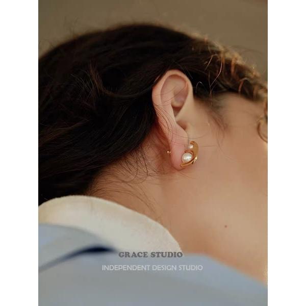 ʀᴏᴀɴɴᴀ_ᴋʀ 「蘇美之吻💋」 高質感小眾立體設計珍珠元素耳釘高級感設計師耳環ins耳飾-細節圖2