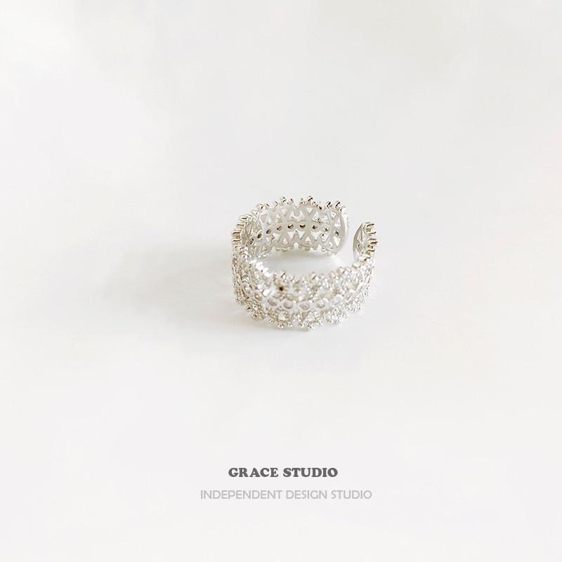ʀᴏᴀɴɴᴀ_ᴋʀ格蕾絲歐美小眾鏤空蕾絲戒指女小眾設計師潮流開口指環ins戒指-細節圖2