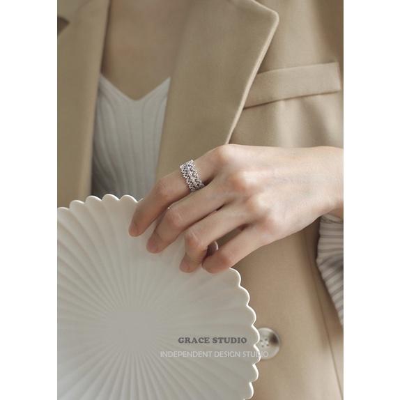 ʀᴏᴀɴɴᴀ_ᴋʀ格蕾絲歐美小眾鏤空蕾絲戒指女小眾設計師潮流開口指環ins戒指-細節圖5