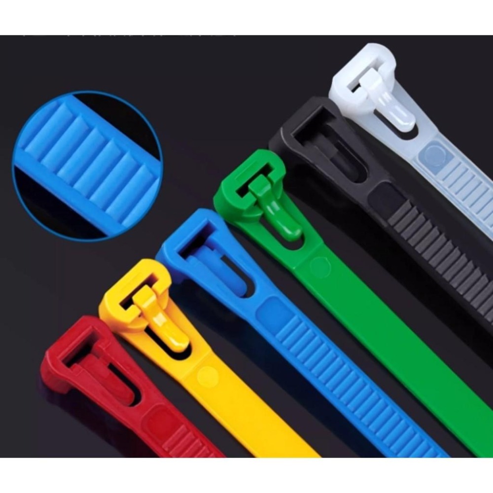 活扣尼龍紮帶 塑膠 黑色 拆卸解重複使用 尼龍束帶 紮線帶 電線束帶 寬7.5mm-細節圖8