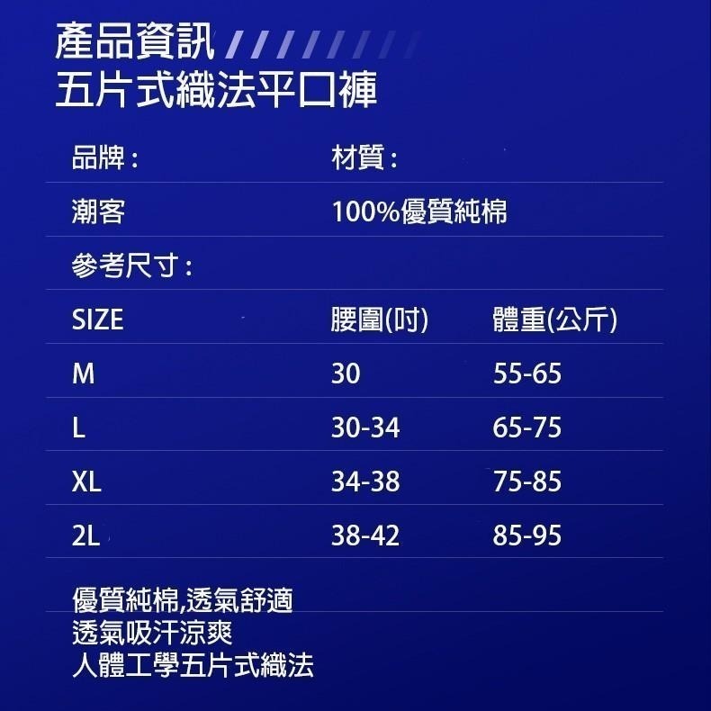 【潮】100%純棉 五片式平口褲 五片剪裁 男用內褲 內褲 四角褲 居家褲 顏色花樣隨機出貨 I188-細節圖9