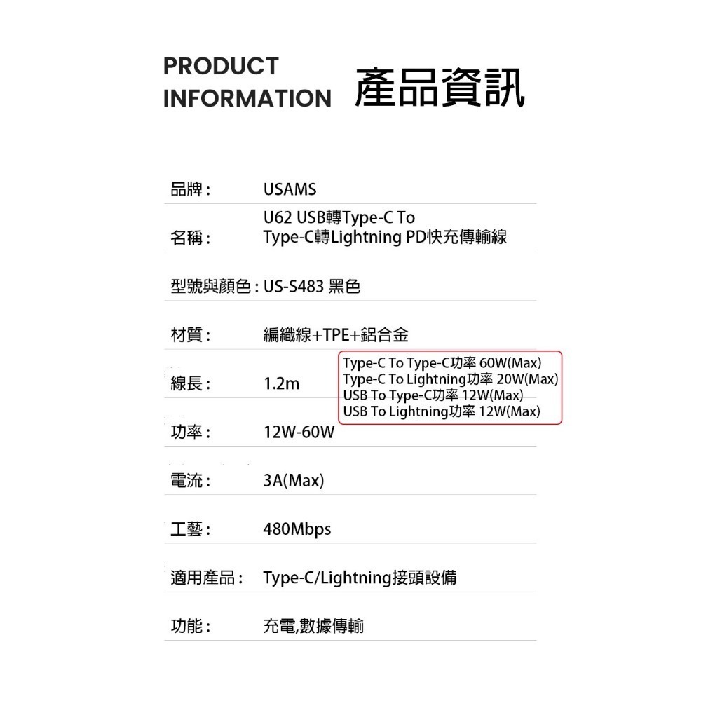 USAMS 優勝仕 四合一多功能 一條抵多條 99%手機都能用 支援快充 快充傳輸線 快充線 PD快充 SJ483-細節圖7