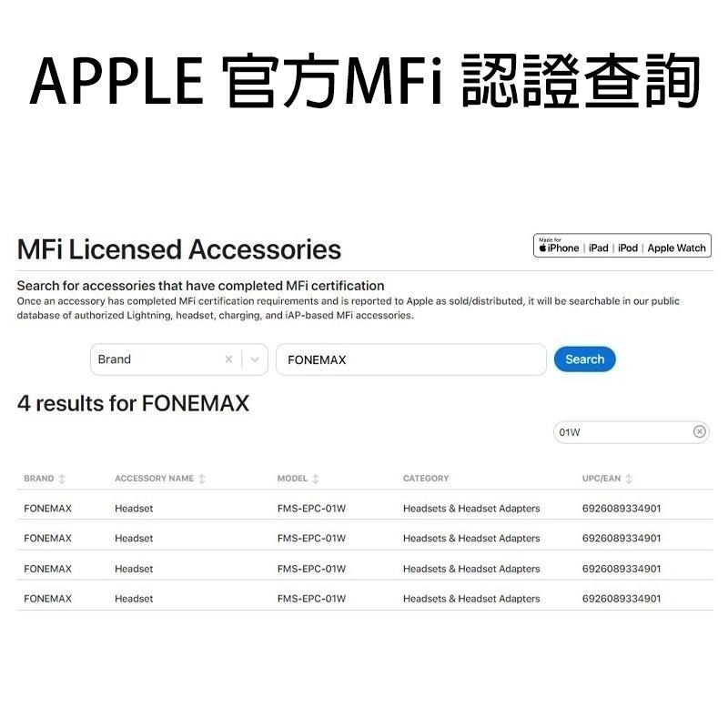 FONEMAX 蘋果認證 MFi Lightning耳機 支援IP8之後機種 立體聲 iphone耳機 MFI-IP7-細節圖10
