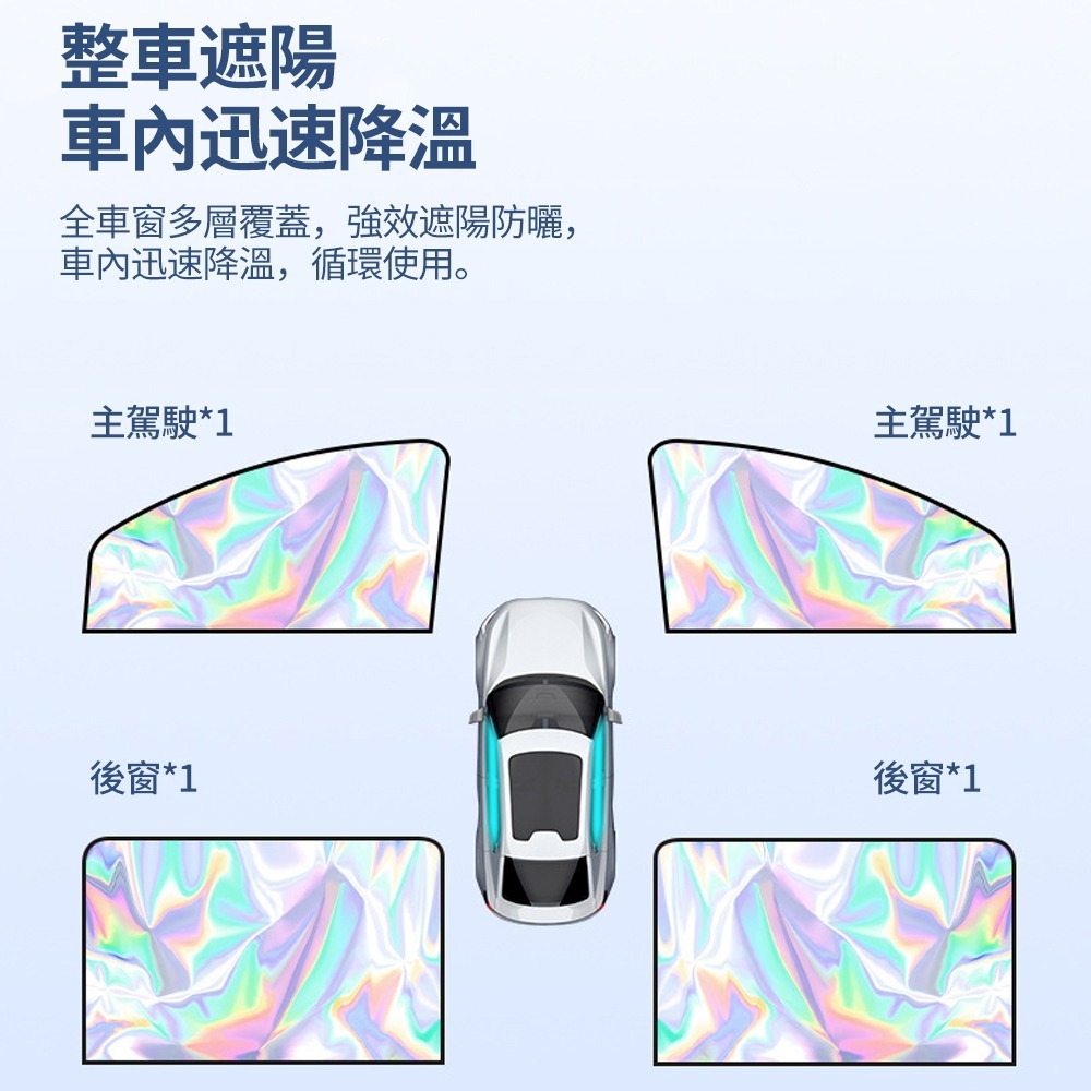 磁吸4件組 鈦銀雷射塗層 前後車窗遮陽簾 先反射再隔熱 遮陽板 遮陽窗 雙效防曬 有效降溫 I948-細節圖11