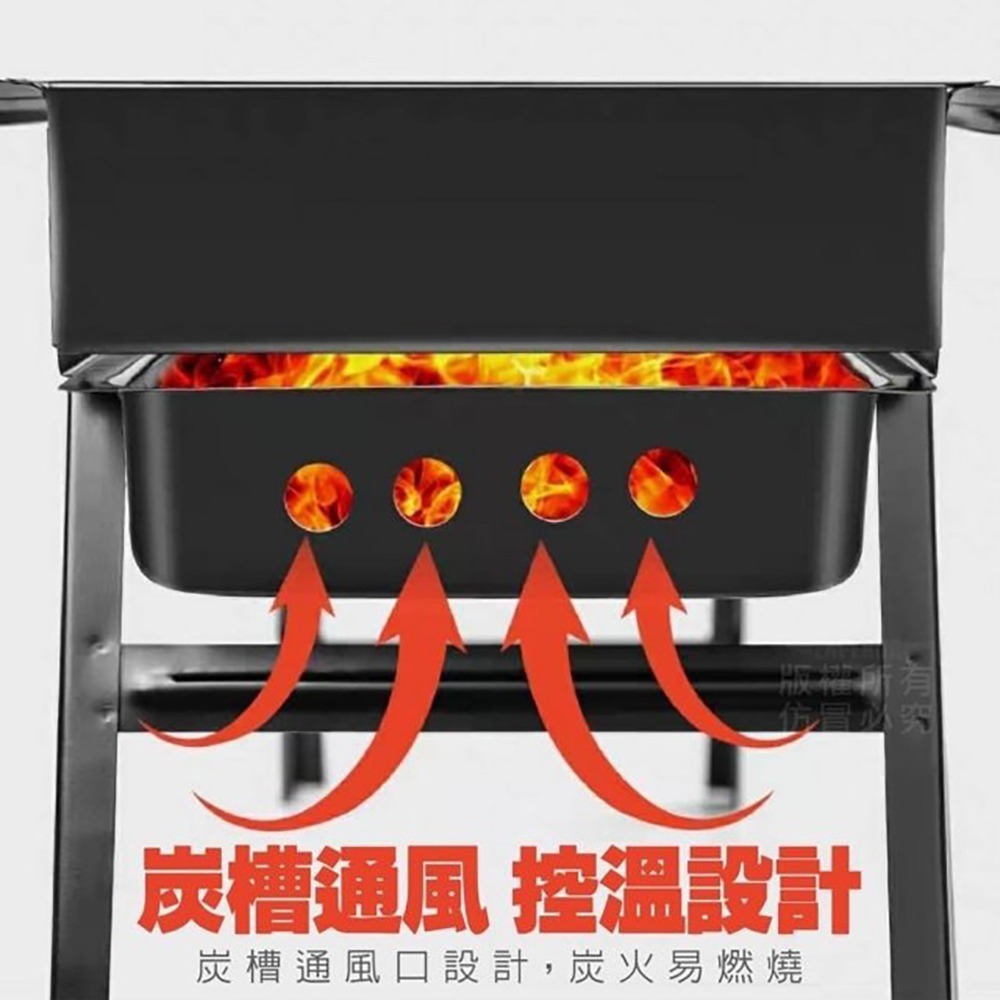 特價款 抽屜式折疊烤肉架 BBQ 烤肉爐 大尺寸燒烤爐 抽拉式炭盒 通風碳槽 大面積烤網 加厚材質 耐用提升 I958-細節圖9