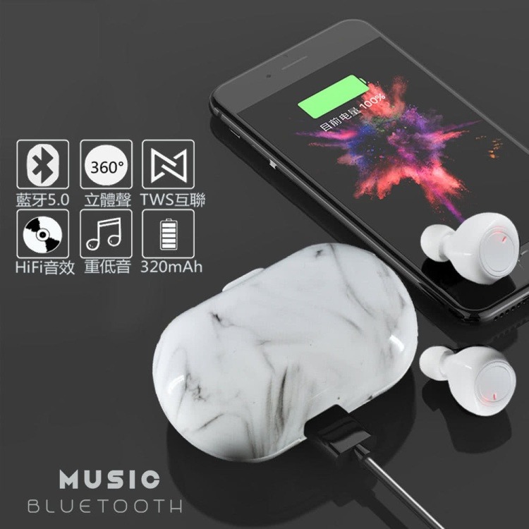 MIMINE MCK-TS4 大理石真無線藍牙耳機 震撼HiFi重低音立體聲 智能降躁 快速充電-細節圖6