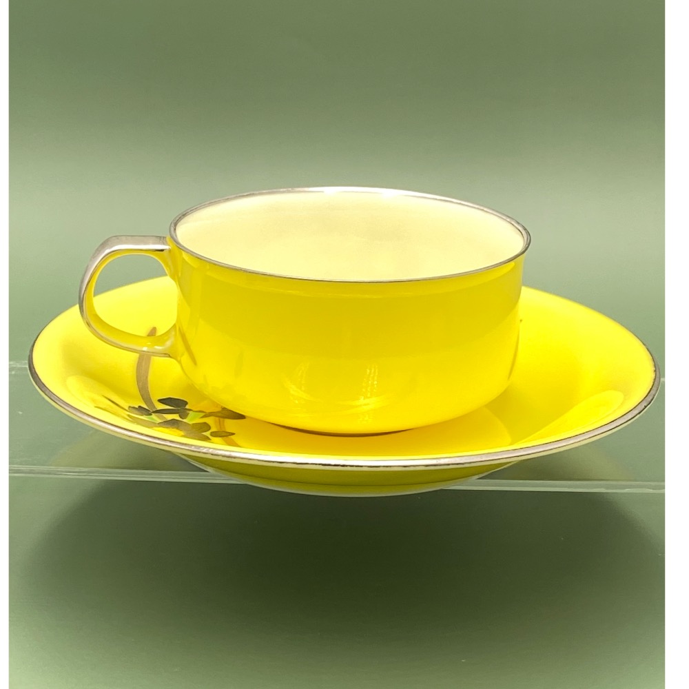 日本Koransha香蘭社銀邊黃底水仙花茶/咖啡杯組（6369-1-33-9）200ml-細節圖3