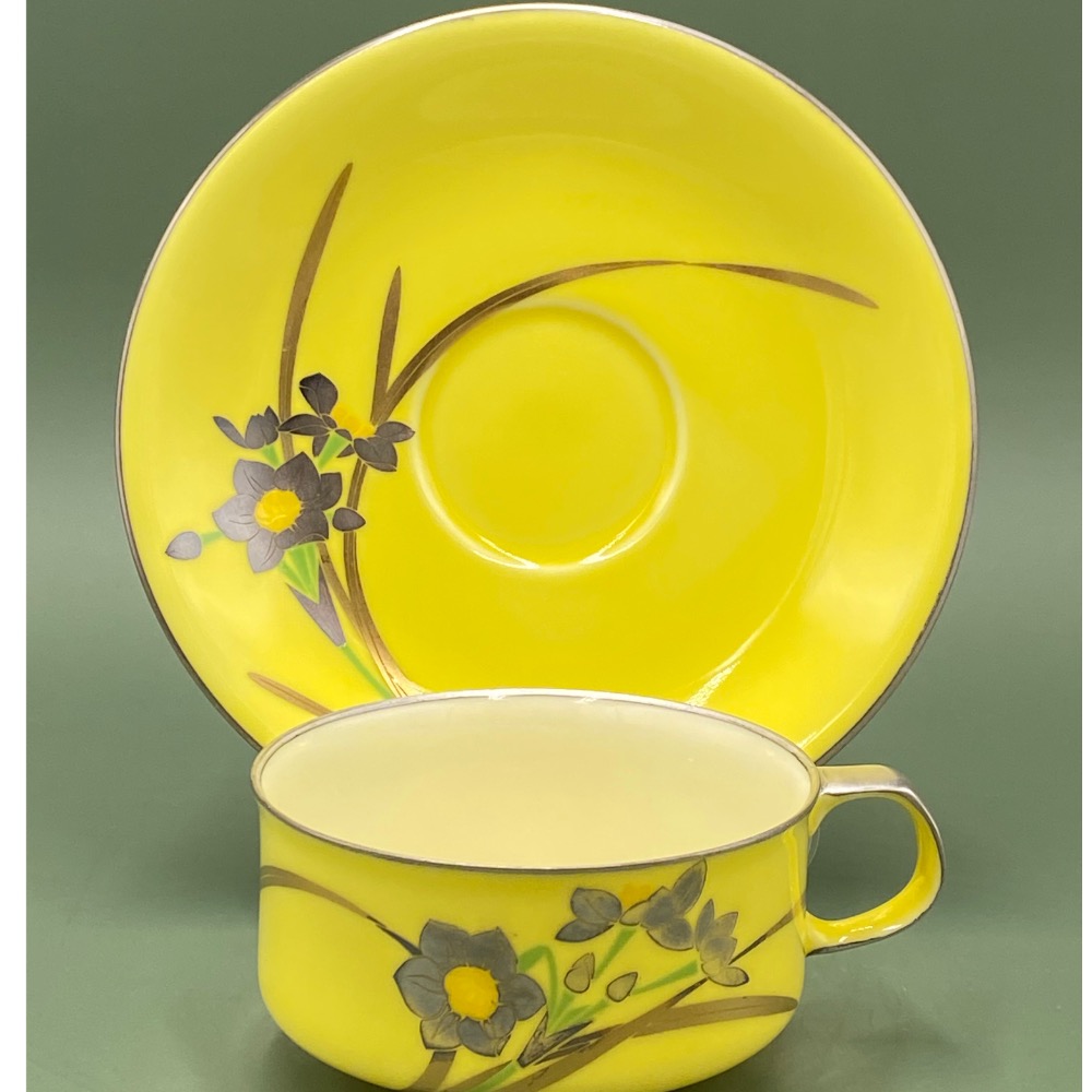 日本Koransha香蘭社銀邊黃底水仙花茶/咖啡杯組（6369-1-33-9）200ml-細節圖4