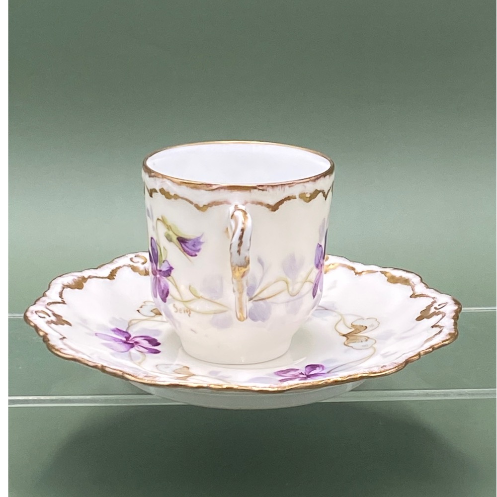 法國Limoges利摩日金邊手繪紫羅蘭濃縮咖啡杯組（6369-2-1-33-9）100ml-細節圖2