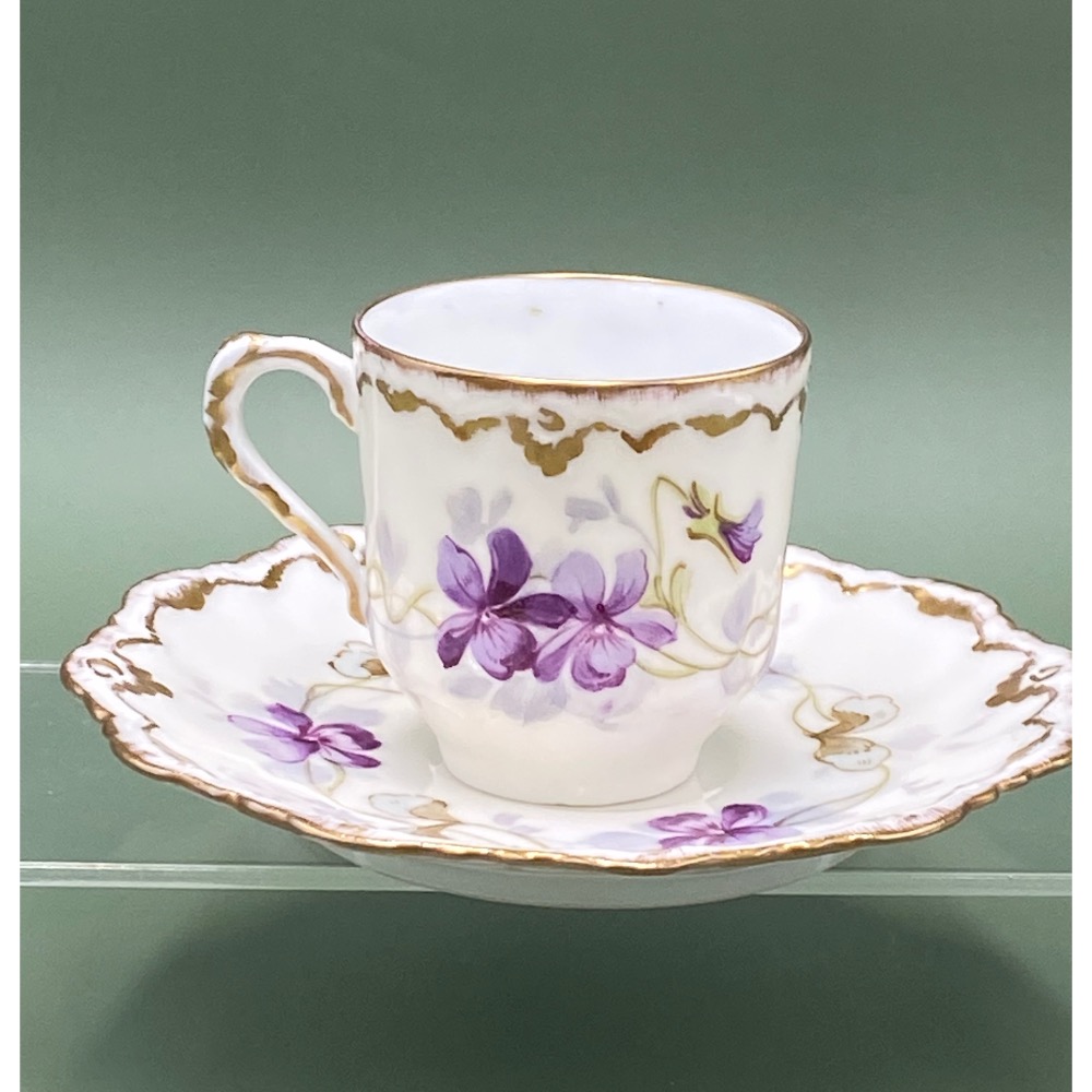 法國Limoges利摩日金邊手繪紫羅蘭濃縮咖啡杯組（6369-2-1-33-9）100ml-細節圖3