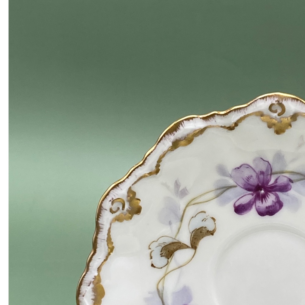 法國Limoges利摩日金邊手繪紫羅蘭濃縮咖啡杯組（6369-2-1-33-9）100ml-細節圖5