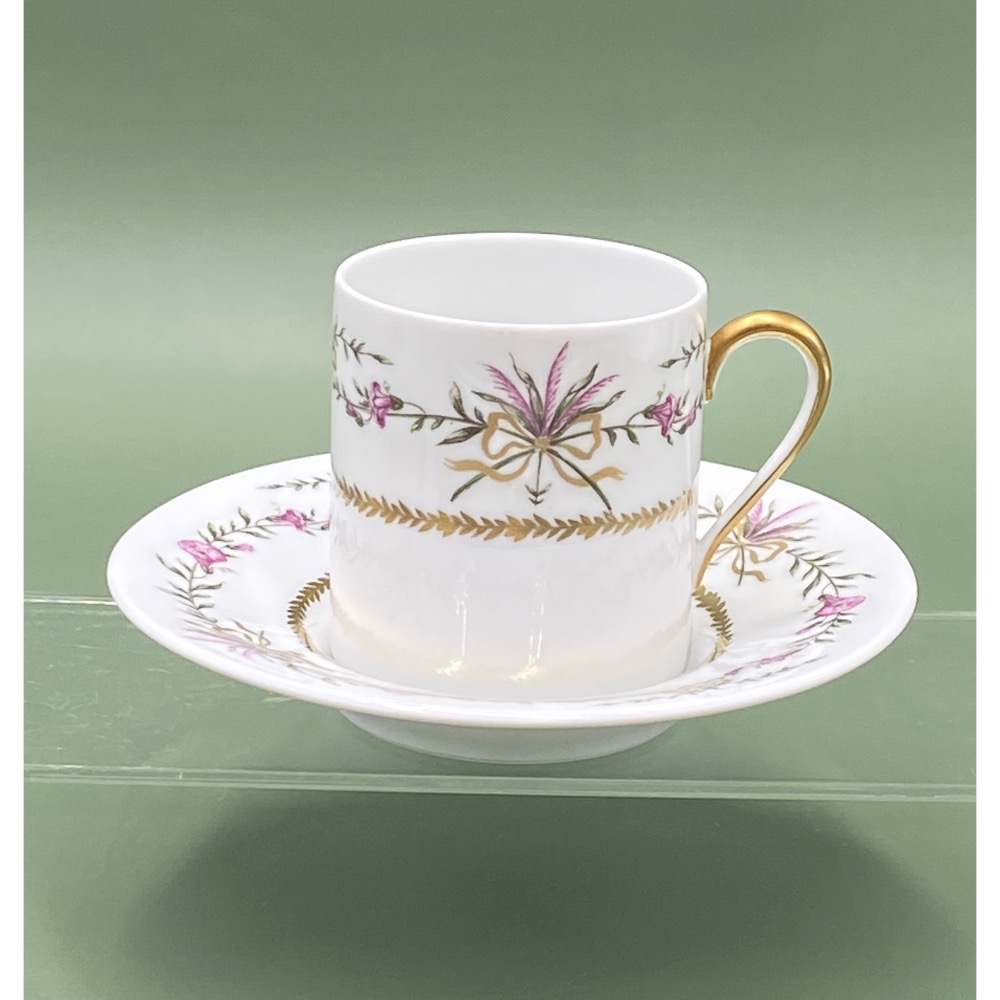 法國Limoges利摩日Raynaud雷諾金色絲帶花束濃縮咖啡杯組（6369-2-2-33-9）120ml-細節圖2