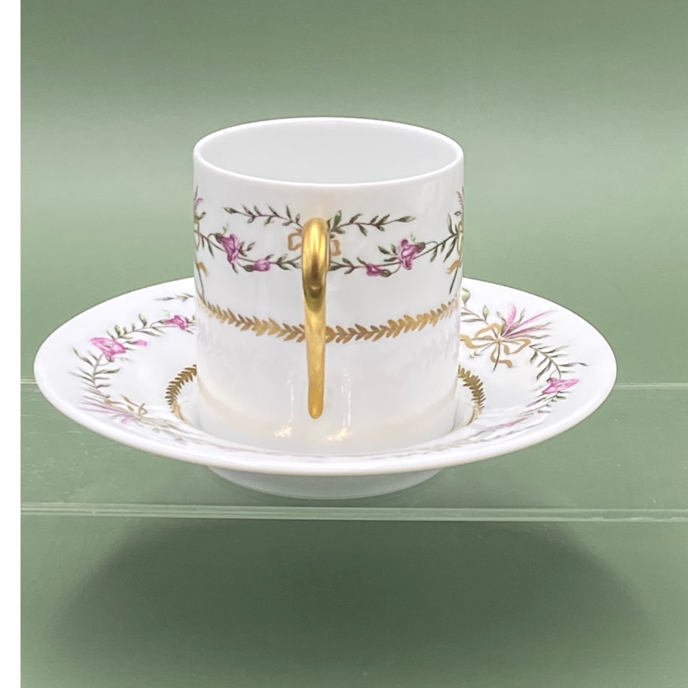 法國Limoges利摩日Raynaud雷諾金色絲帶花束濃縮咖啡杯組（6369-2-2-33-9）120ml-細節圖3