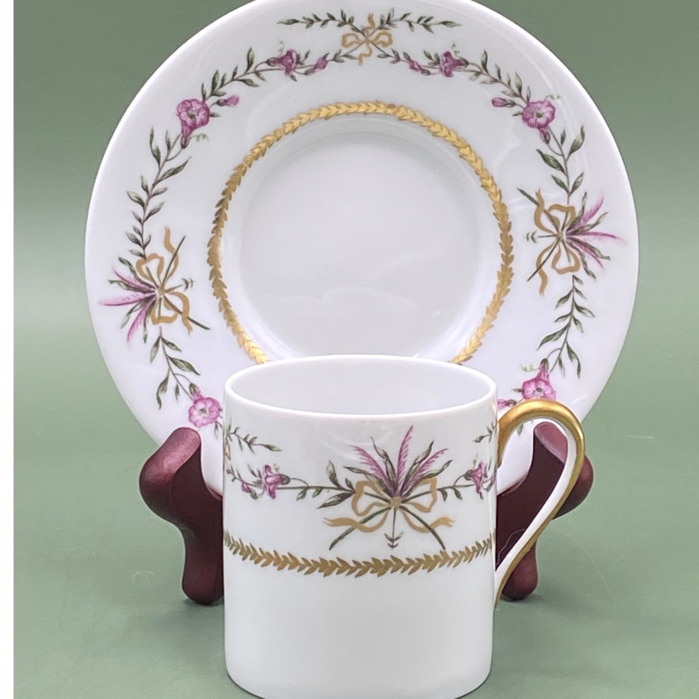 法國Limoges利摩日Raynaud雷諾金色絲帶花束濃縮咖啡杯組（6369-2-2-33-9）120ml-細節圖5