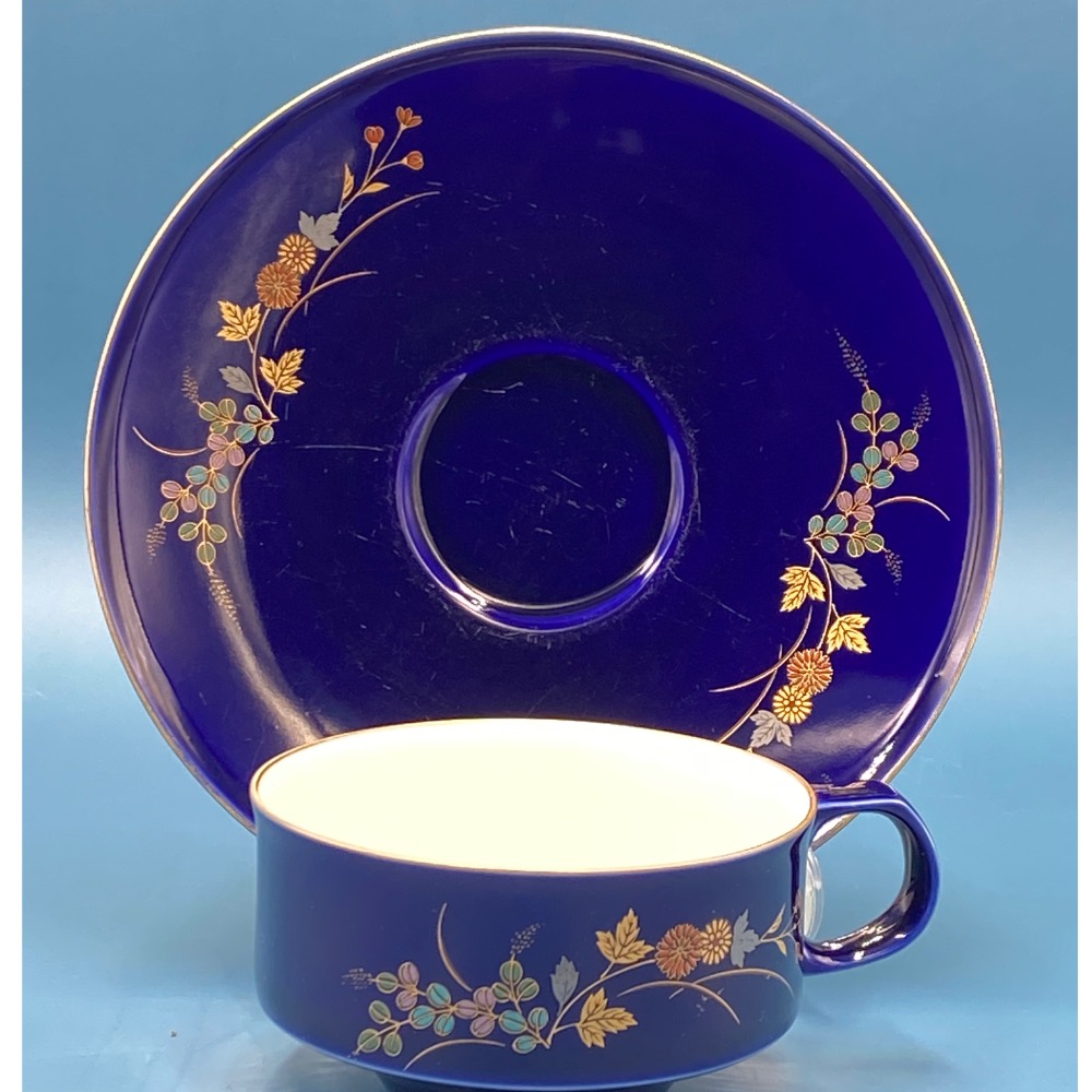日本Karansha 香蘭社瑠璃藍菊紋金邊白瓷花茶杯組（9405-3-32-23）220ml-細節圖4