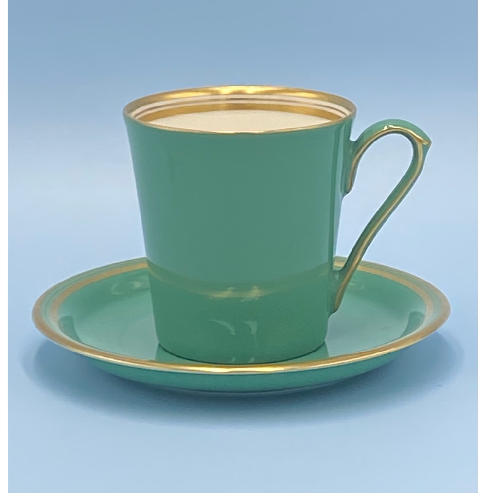 日本Koransha香蘭社描金淺綠馬克杯型咖啡/花茶杯組（1830-6-1-33-4）210ml-細節圖2