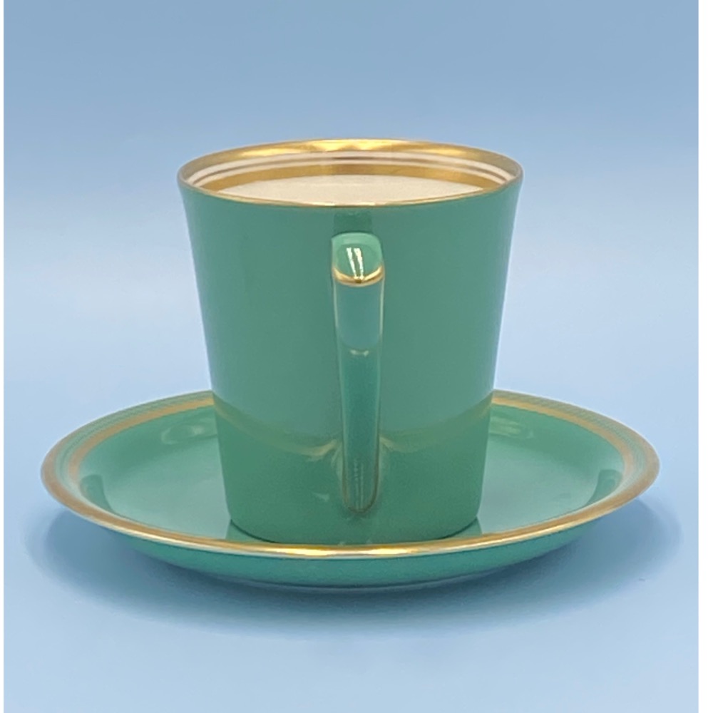 日本Koransha香蘭社描金淺綠馬克杯型咖啡/花茶杯組（1830-6-1-33-4）210ml-細節圖3