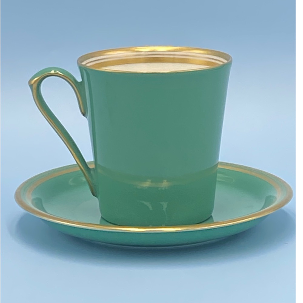 日本Koransha香蘭社描金淺綠馬克杯型咖啡/花茶杯組（1830-6-1-33-4）210ml-細節圖4