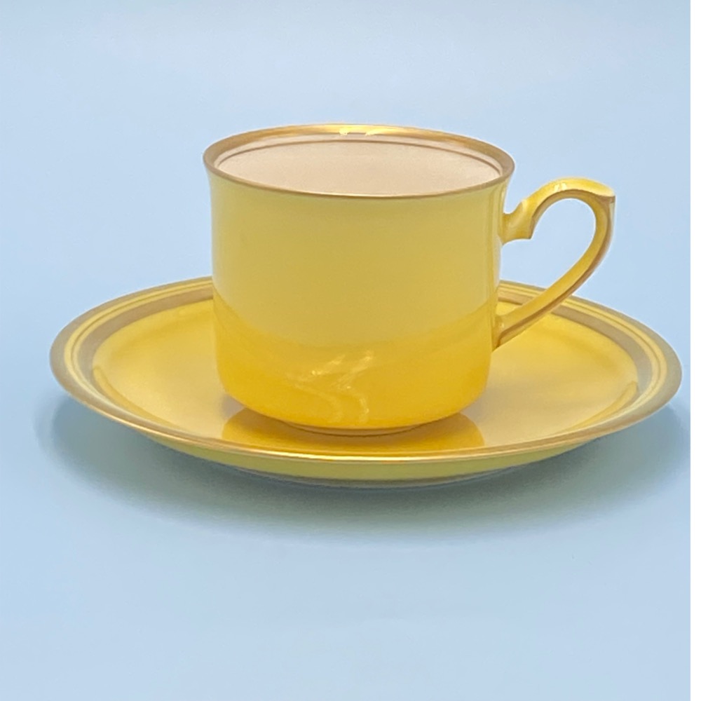 日本Koransha香蘭社白瓷金邊鵝黃咖啡杯組（1830-2-33-4）160ml