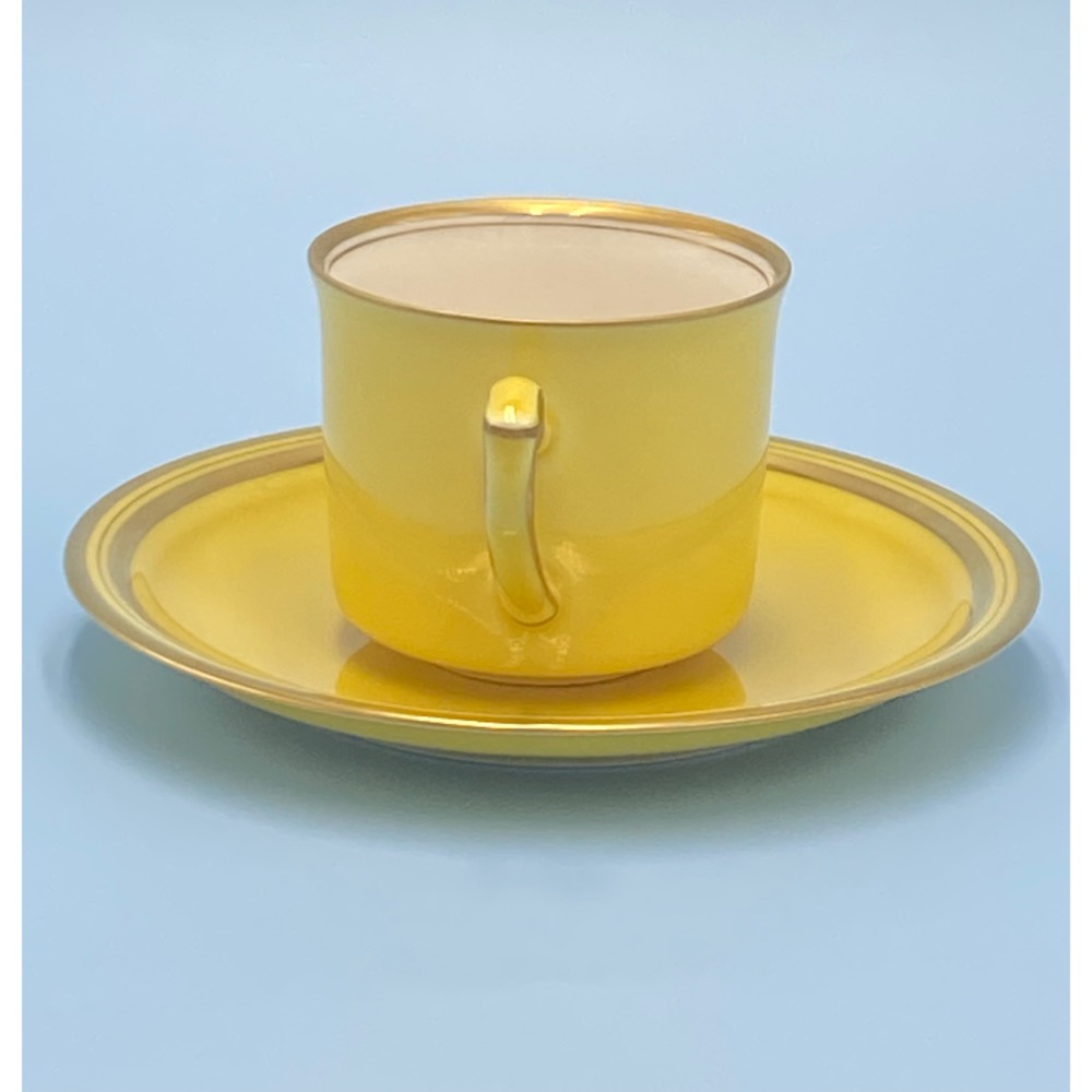 日本Koransha香蘭社白瓷金邊鵝黃咖啡杯組（1830-2-33-4）160ml-細節圖2
