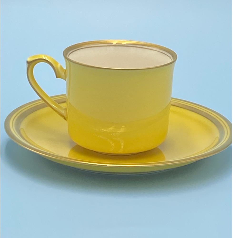 日本Koransha香蘭社白瓷金邊鵝黃咖啡杯組（1830-2-33-4）160ml-細節圖3