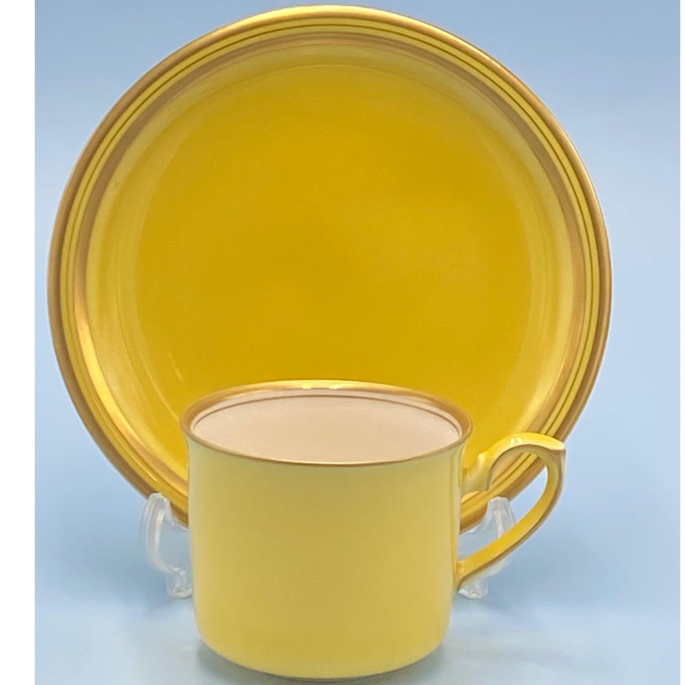 日本Koransha香蘭社白瓷金邊鵝黃咖啡杯組（1830-2-33-4）160ml-細節圖4