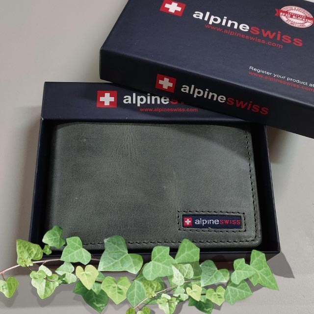 【ALPINE SWISS】瑞士+ 男皮夾 短夾 麂皮 雙鈔夾 品牌盒裝／仿舊灰-細節圖5