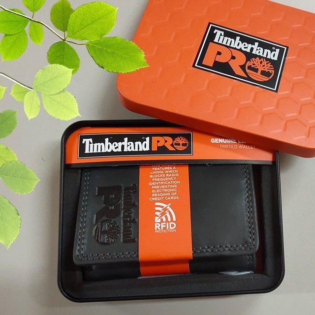 【Timberland】男皮夾 短夾 三折 PRO款 牛皮夾 品牌盒裝／黑-細節圖4