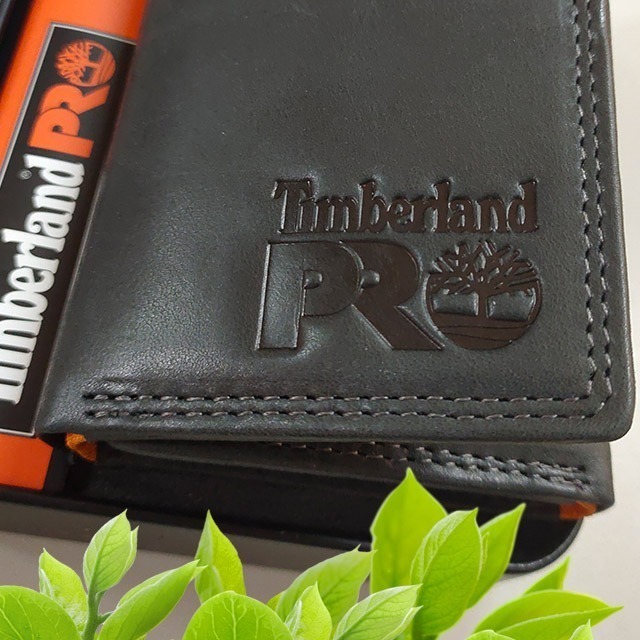 【Timberland】男皮夾 短夾 三折 PRO款 牛皮夾 品牌盒裝／黑-細節圖5
