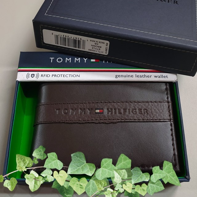 【Tommy】Tommy Hilfiger 男皮夾 短夾 牛皮夾 中標設計 零錢袋 品牌盒裝／咖色-細節圖5
