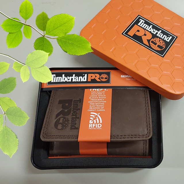【Timberland】男皮夾 短夾 三折 PRO款 牛皮夾 品牌盒裝／咖-細節圖4