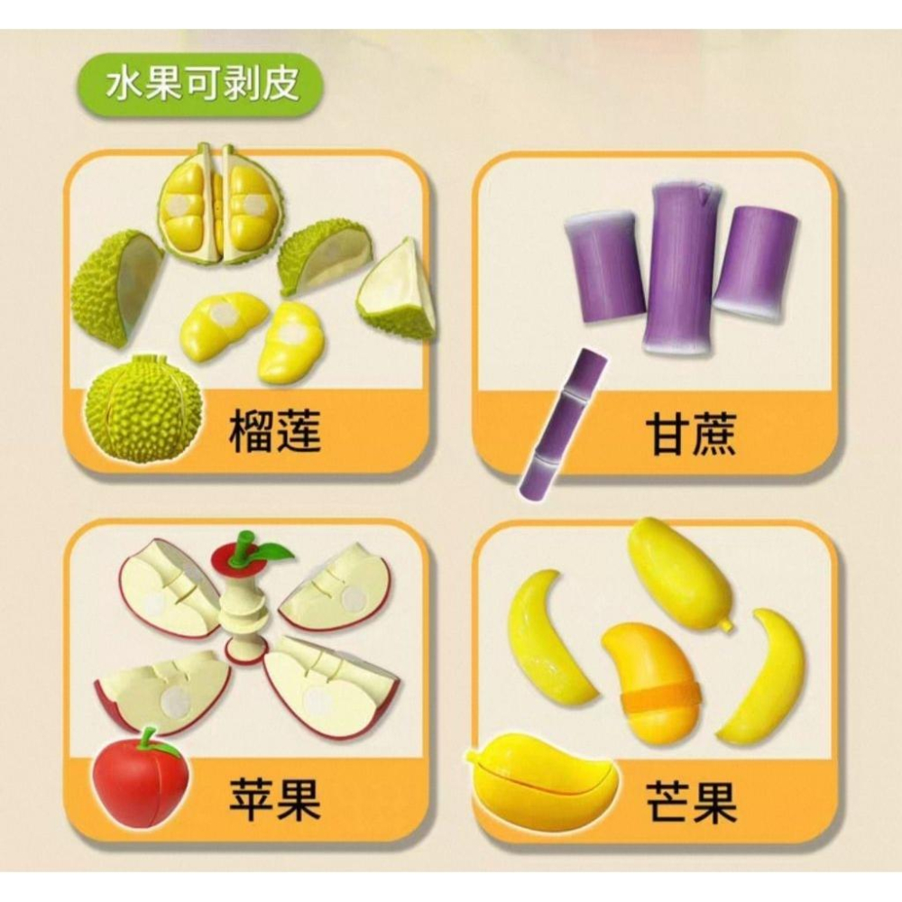 🈶️現貨 水果切切樂 切切樂玩具 家家酒玩具 仿真水果 水果可切玩具 水果可撥玩具  仿真榴槤 仿真甘蔗-細節圖5