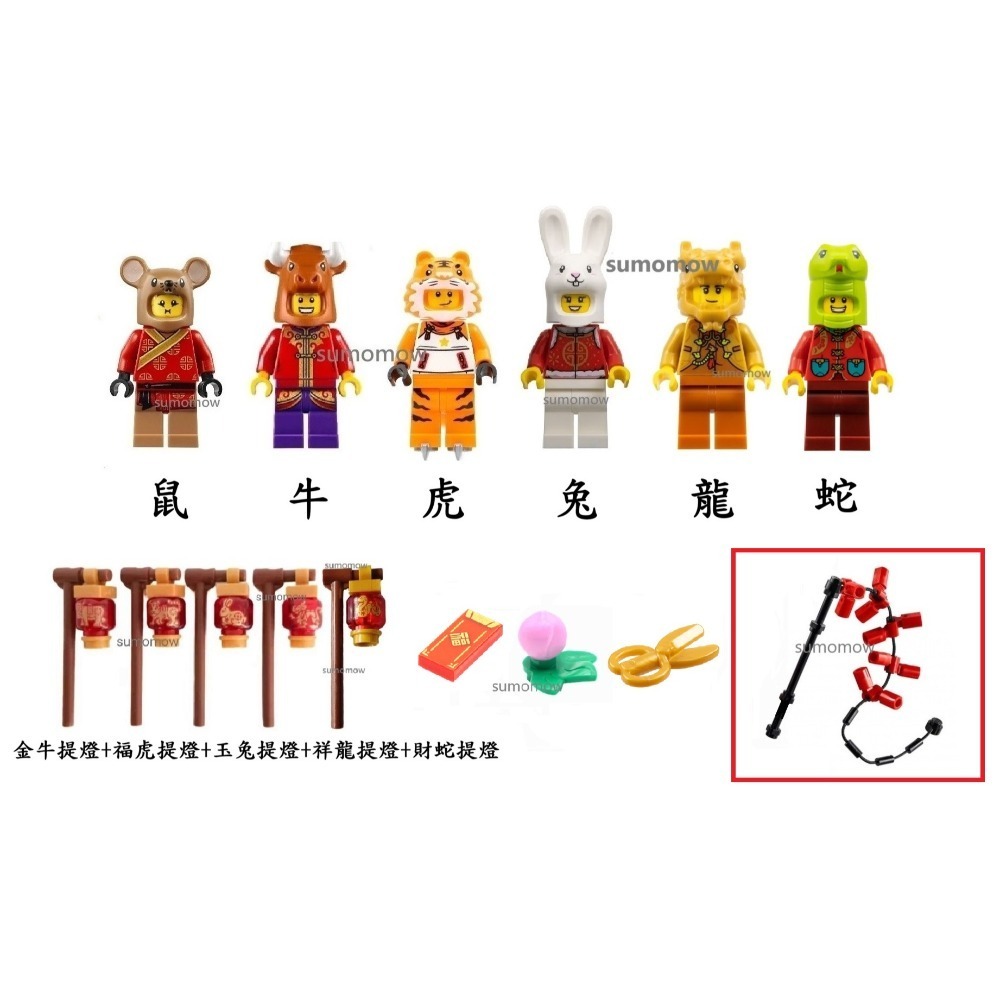 {全新} LEGO 樂高 80113 80104 80111 80109 鼠牛虎兔龍 生肖人偶 十二生肖-規格圖1