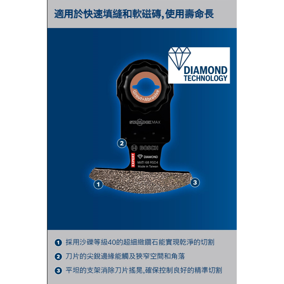 <含稅>BOSCH博世 超耐久鑽石弧形刀MATI 68 RSD4-細節圖3