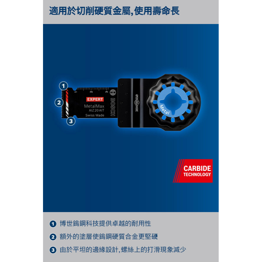 <含稅>BOSCH博世 Bosch 超耐久鎢鋼金屬穿刺鋸片AIZ 20 AIT-細節圖3
