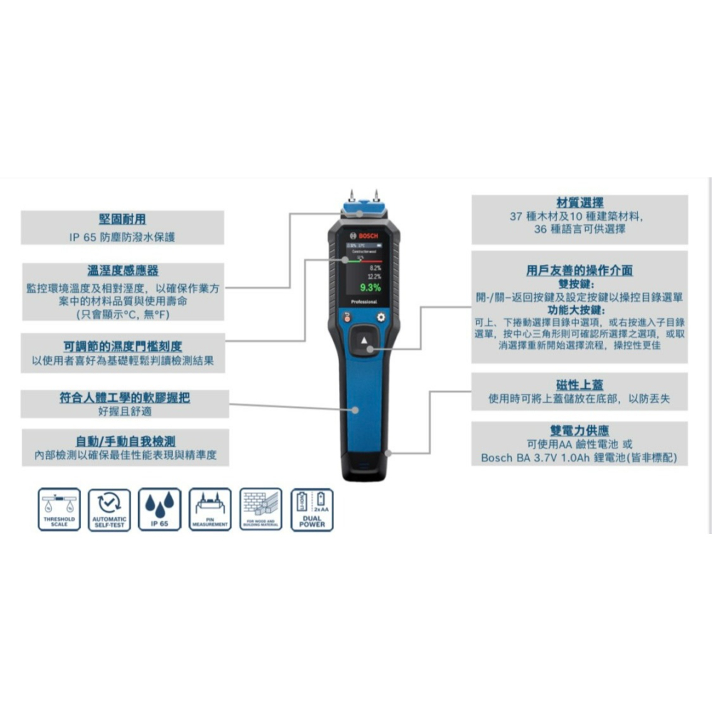 含稅【新宇五金】BOSCH 博世 GMP2-15 濕度計 建材 木材 水泥水分儀 水分儀 水份儀 濕度儀 牆體探測 特價-細節圖3