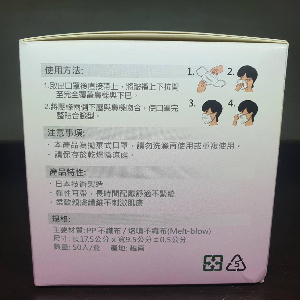 現貨 金舒樂 醫療口罩 盒裝50入 成人 (蜜桃粉) 日本生產技術-細節圖5