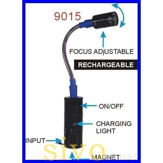 台灣製 HL-9015 5W鋁合金充電式LED燈手電筒工作燈美國燈泡底部附強力磁鐵 蛇燈434.9015-細節圖3