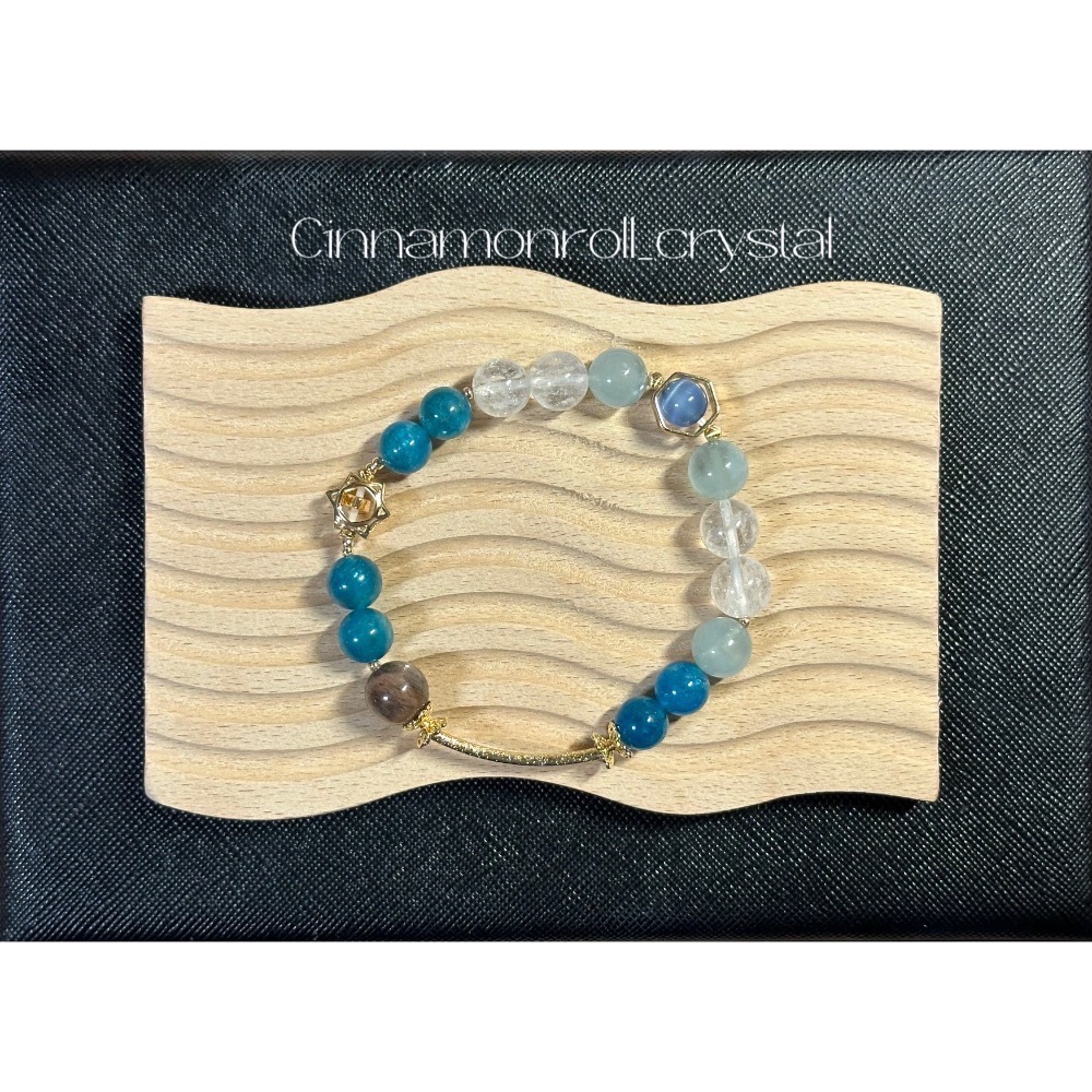 十月水晶☆微水晶能量陪伴🌿星辰🌙 人造藍貓眼、海藍寶、白阿塞、黑金骨幹、藍磷灰-細節圖3