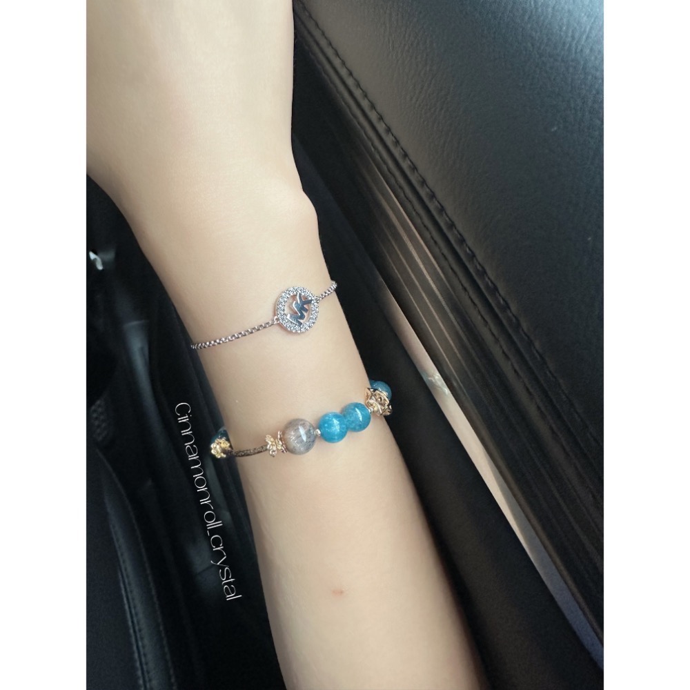 十月水晶☆微水晶能量陪伴🌿星辰🌙 人造藍貓眼、海藍寶、白阿塞、黑金骨幹、藍磷灰-細節圖6